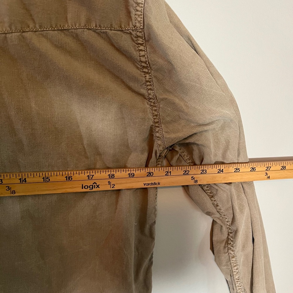 Gap Mens Pearl Snap Western Shirt Khaki Tan Slim Fit Cotton Large Lp - Picture 6 of 7